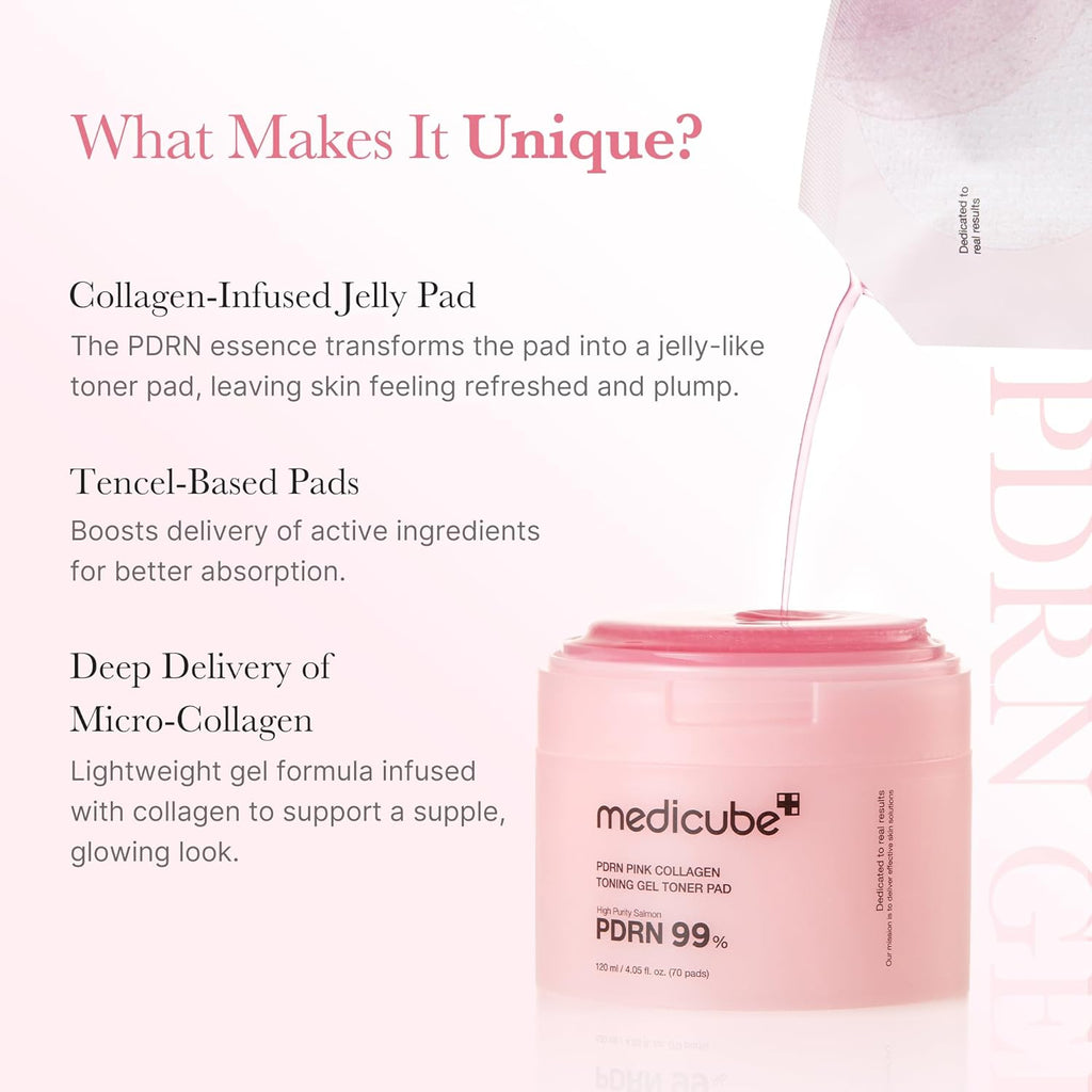 MEDICUBE PDRN PINK TONING GEL TONER PAD - 70ea