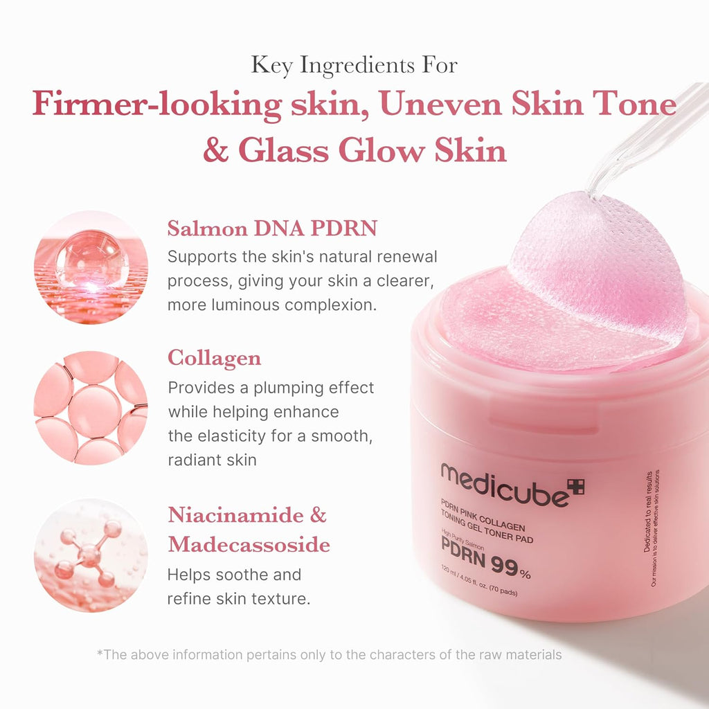 MEDICUBE PDRN PINK TONING GEL TONER PAD - 70ea