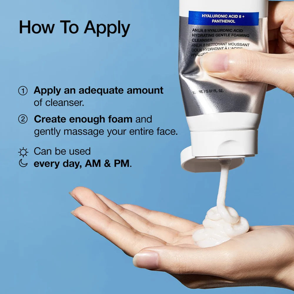 ANUA 8 HYALURONIC ACID HYDRATING GENTLE FOAMING CLEANSER - 150ml - Yuna