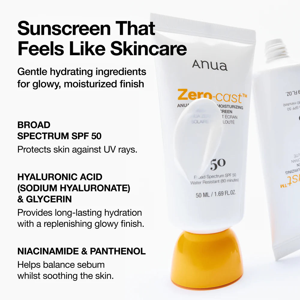 ANUA ZERO-CAST MOISTURIZING FINISH SUNSCREEN - 50ml - Yuna