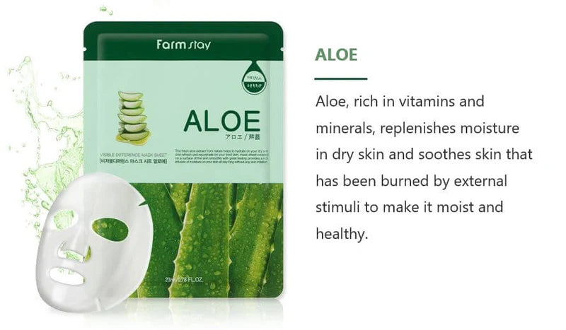 FARMSTAY - VISIBLE DIFFERENCE ALOE SHEET MASK - 1ea