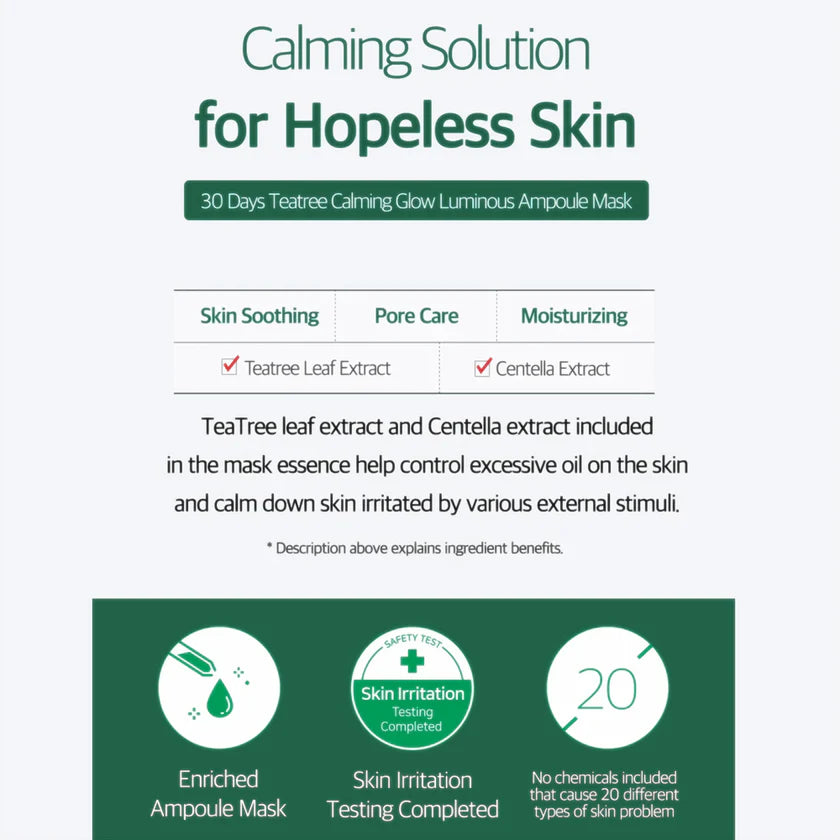 SOMEBYMI – Tea Tree Calming Glow Luminous Ampoule Mask - 1ea
